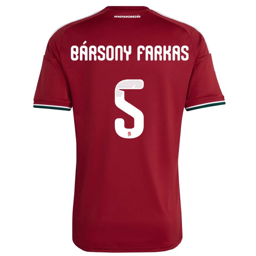 Danxen Hombre Camiseta Hungría Dániel Bársony Farkas #5 Rojo Blanco Verde 1ª Equipación 26-28 La Camisa México