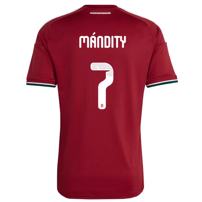 Danxen Hombre Camiseta Hungría Márkó Mándity #7 Rojo Blanco Verde 1ª Equipación 26-28 La Camisa México