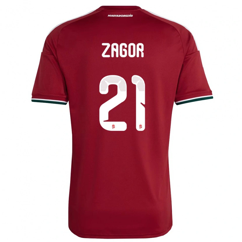 Danxen Hombre Camiseta Hungría Bernadett Zágor #21 Rojo Blanco Verde 1ª Equipación 26-28 La Camisa México