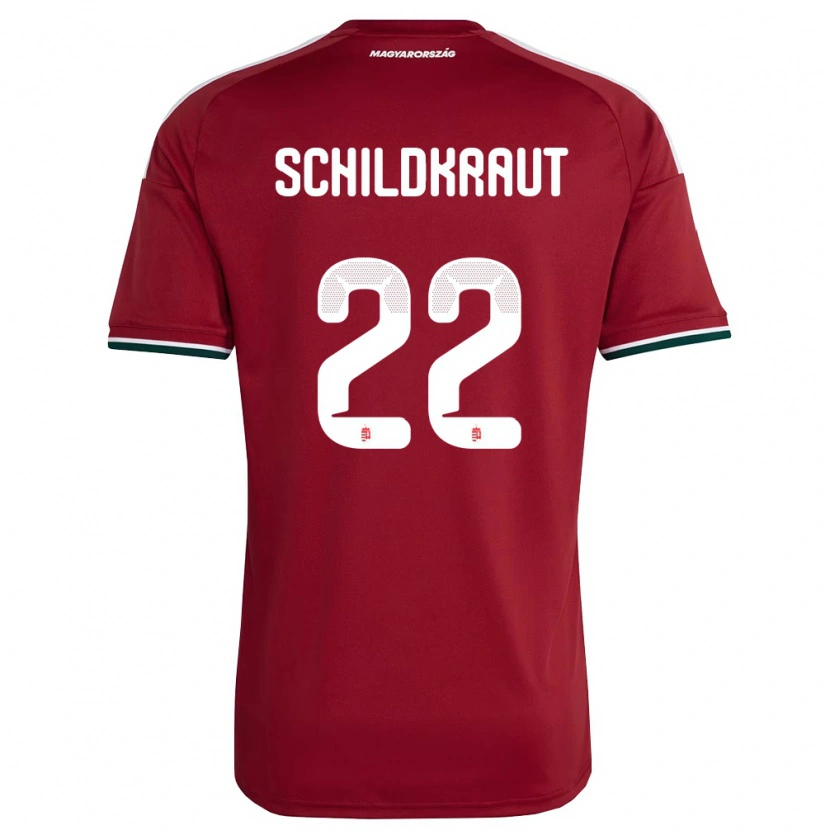Danxen Hombre Camiseta Hungría Fruzsina Schildkraut #22 Rojo Blanco Verde 1ª Equipación 26-28 La Camisa México
