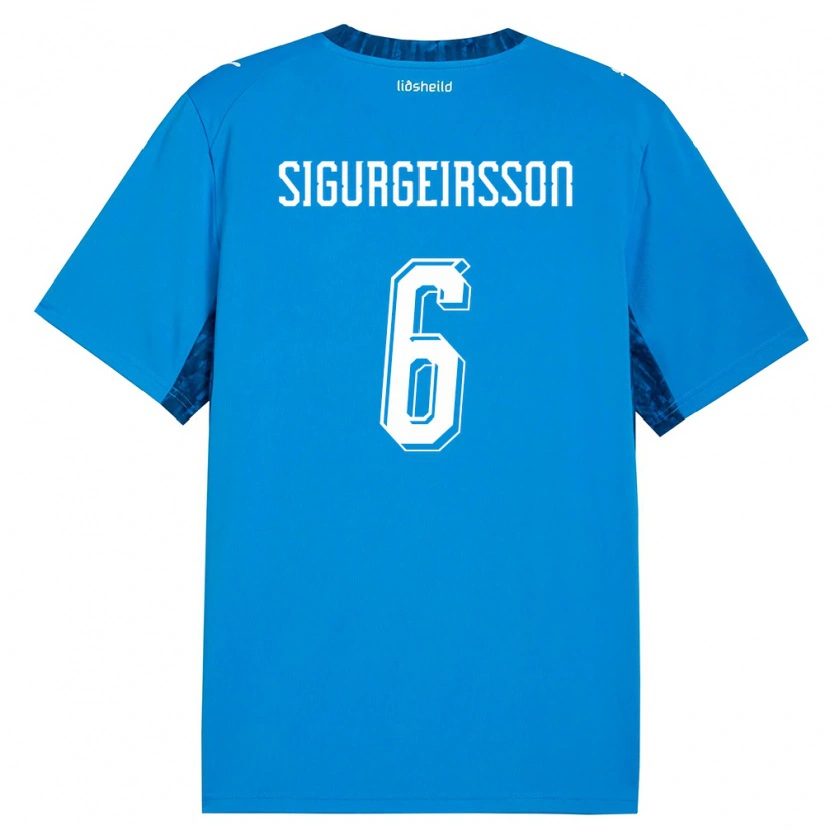 Danxen Hombre Camiseta Islandia Rúnar Thór Sigurgeirsson #6 Azul Marino 1ª Equipación 26-28 La Camisa México
