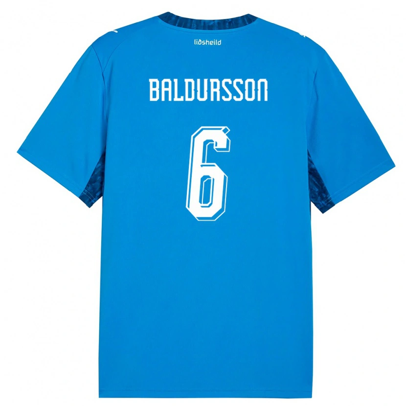 Danxen Hombre Camiseta Islandia Breki Baldursson #6 Azul Marino 1ª Equipación 26-28 La Camisa México