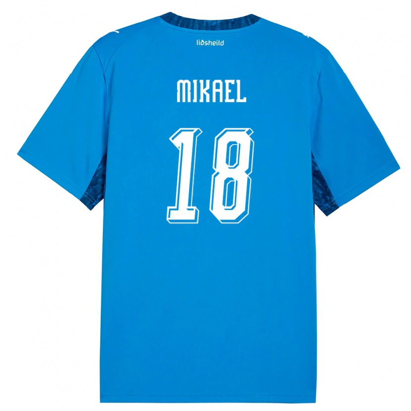 Danxen Hombre Camiseta Islandia Mikael Anderson #18 Azul Marino 1ª Equipación 26-28 La Camisa México