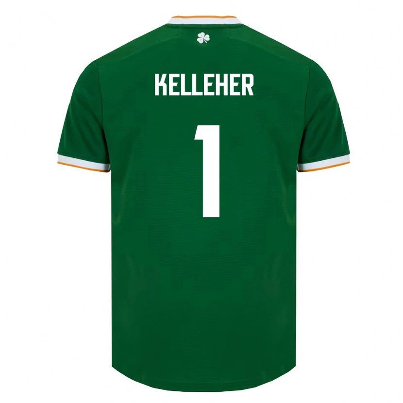 Danxen Hombre Camiseta Irlanda Caoimhín Kelleher #1 Verde Oscuro Blanco 1ª Equipación 26-28 La Camisa México