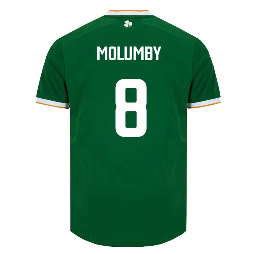 Danxen Hombre Camiseta Irlanda Jayson Molumby #8 Verde Oscuro Blanco 1ª Equipación 26-28 La Camisa México