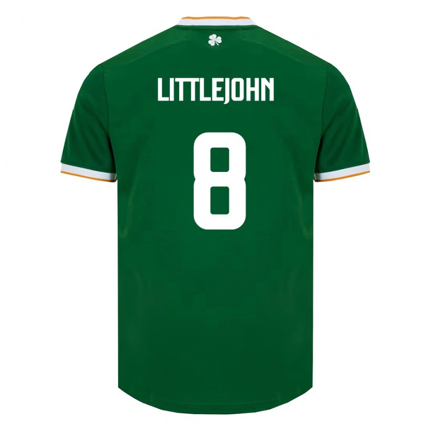 Danxen Hombre Camiseta Irlanda Ruesha Littlejohn #8 Verde Oscuro Blanco 1ª Equipación 26-28 La Camisa México
