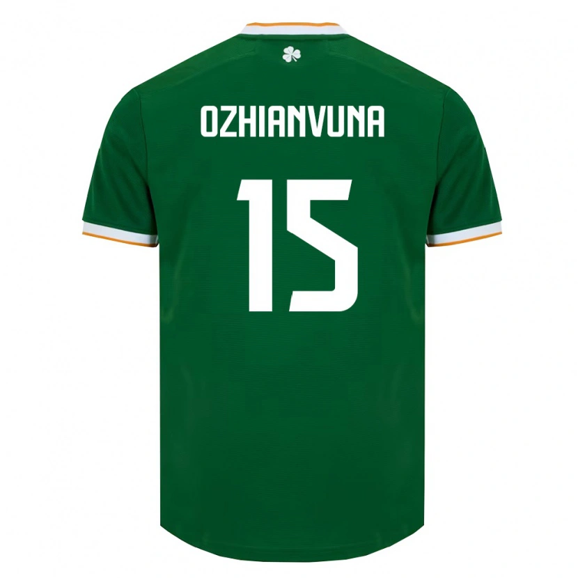 Danxen Hombre Camiseta Irlanda Victor Ozhianvuna #15 Verde Oscuro Blanco 1ª Equipación 26-28 La Camisa México