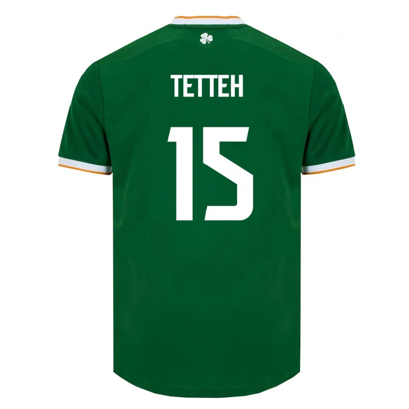 Danxen Hombre Camiseta Irlanda Gideon Tetteh #15 Verde Oscuro Blanco 1ª Equipación 26-28 La Camisa México