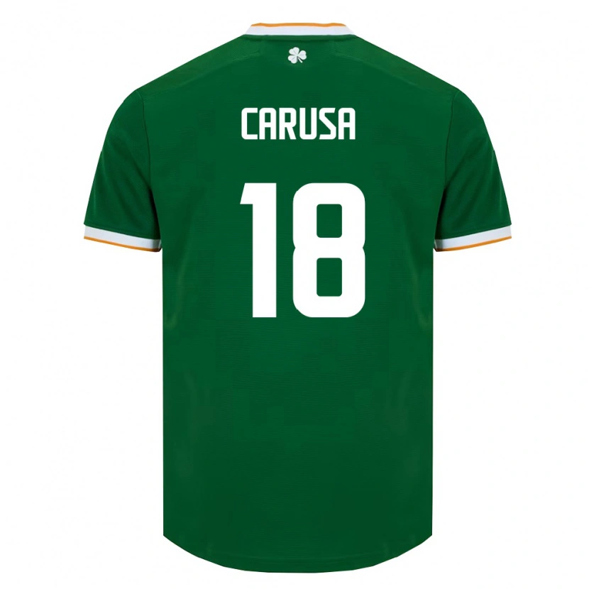 Danxen Hombre Camiseta Irlanda Kyra Carusa #18 Verde Oscuro Blanco 1ª Equipación 26-28 La Camisa México