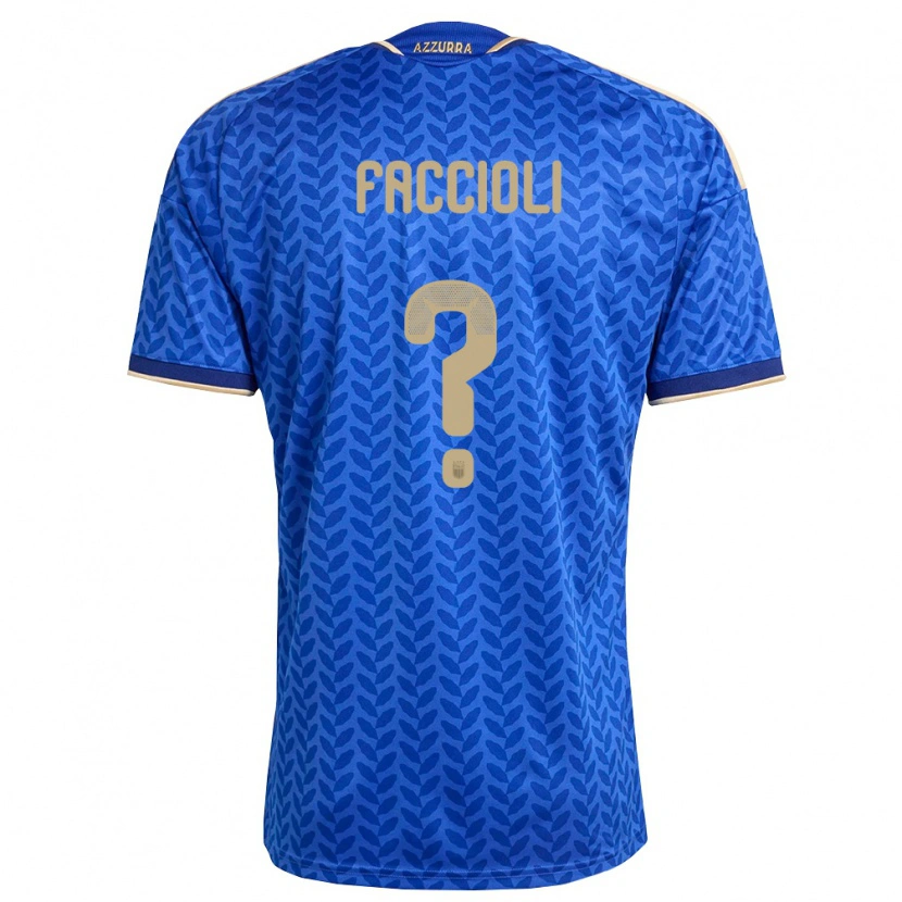 Danxen Hombre Camiseta Italia Pietro Faccioli #0 Azul Marino Oro 1ª Equipación 26-28 La Camisa México
