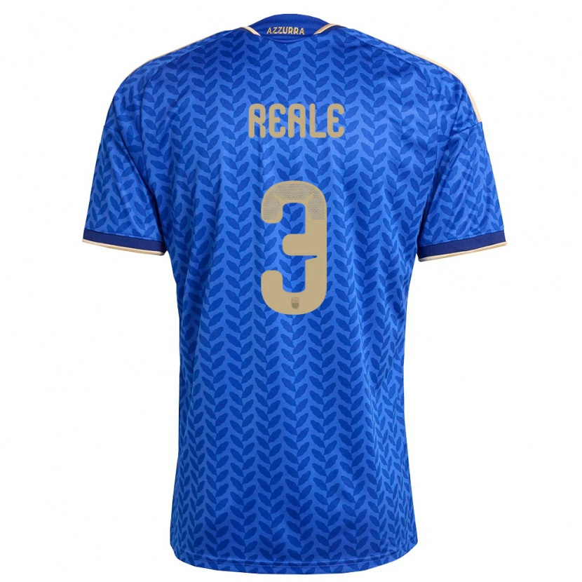 Danxen Hombre Camiseta Italia Filippo Reale #3 Azul Marino Oro 1ª Equipación 26-28 La Camisa México