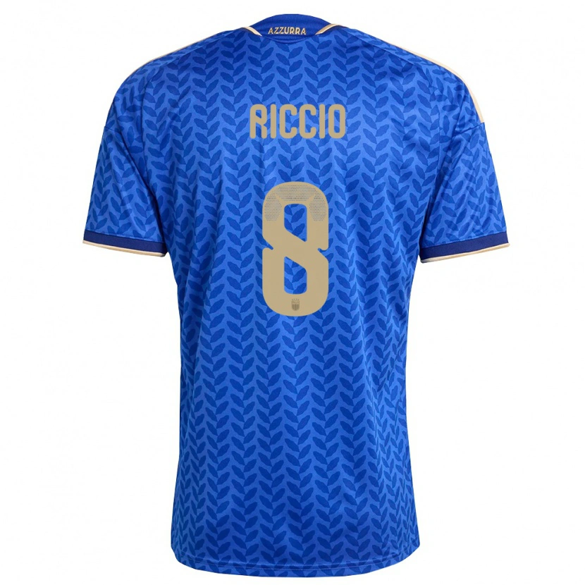 Danxen Hombre Camiseta Italia Lorenzo Riccio #8 Azul Marino Oro 1ª Equipación 26-28 La Camisa México