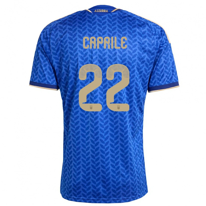 Danxen Hombre Camiseta Italia Elia Caprile #22 Azul Marino Oro 1ª Equipación 26-28 La Camisa México