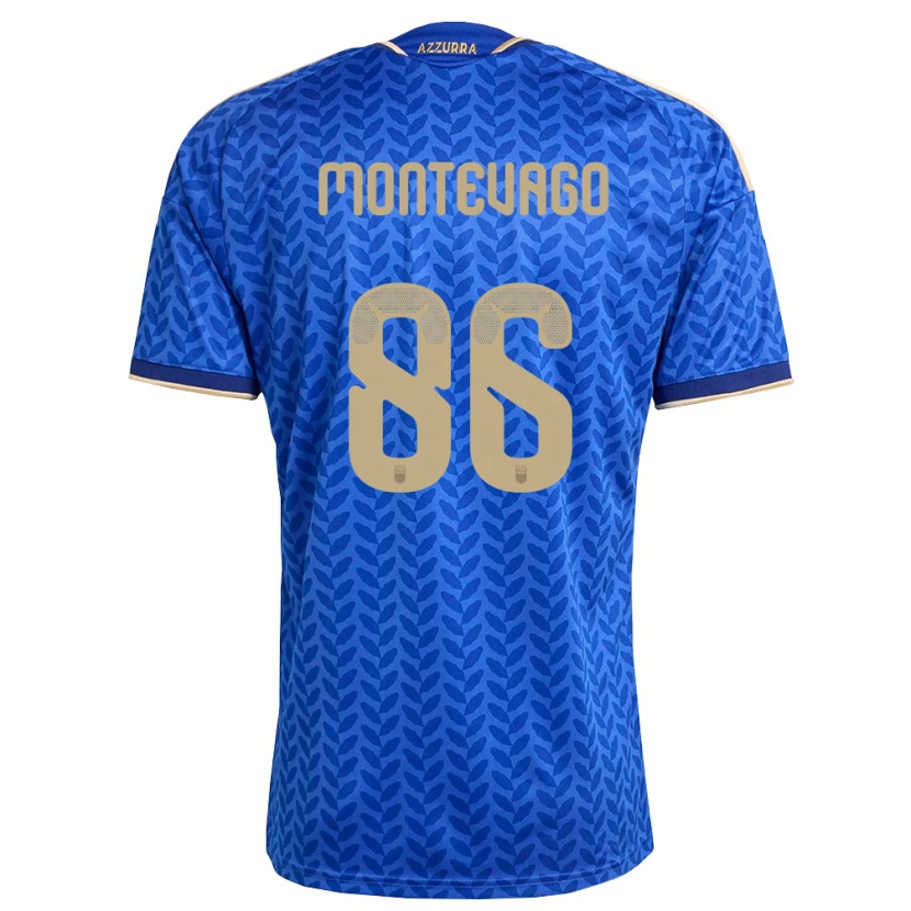 Danxen Hombre Camiseta Italia Daniele Montevago #86 Azul Marino Oro 1ª Equipación 26-28 La Camisa México