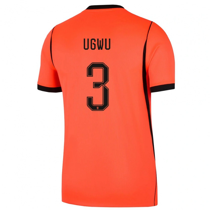 Danxen Hombre Camiseta Países Bajos Precious Ugwu #3 Naranja Negro 1ª Equipación 26-28 La Camisa México