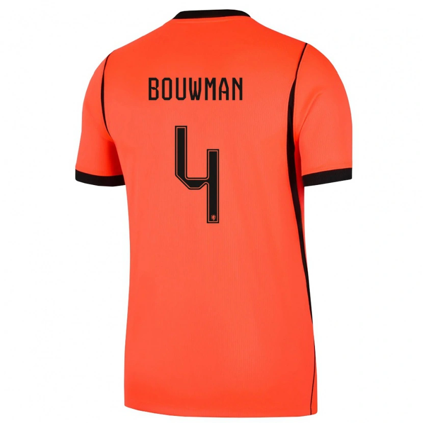 Danxen Hombre Camiseta Países Bajos Aaron Bouwman #4 Naranja Negro 1ª Equipación 26-28 La Camisa México