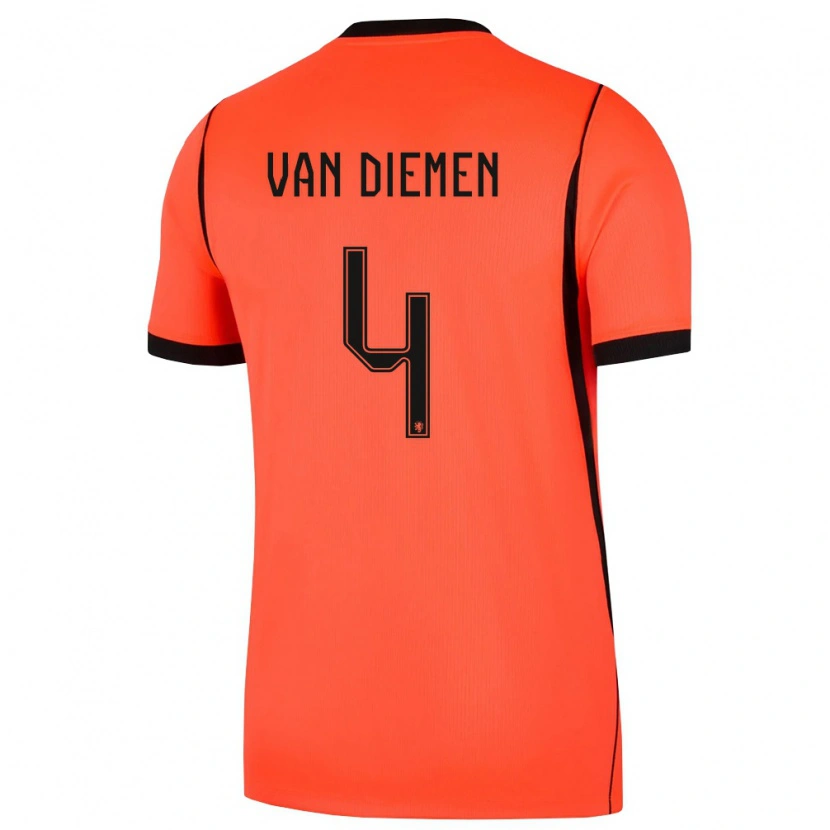 Danxen Hombre Camiseta Países Bajos Samantha Van Diemen #4 Naranja Negro 1ª Equipación 26-28 La Camisa México
