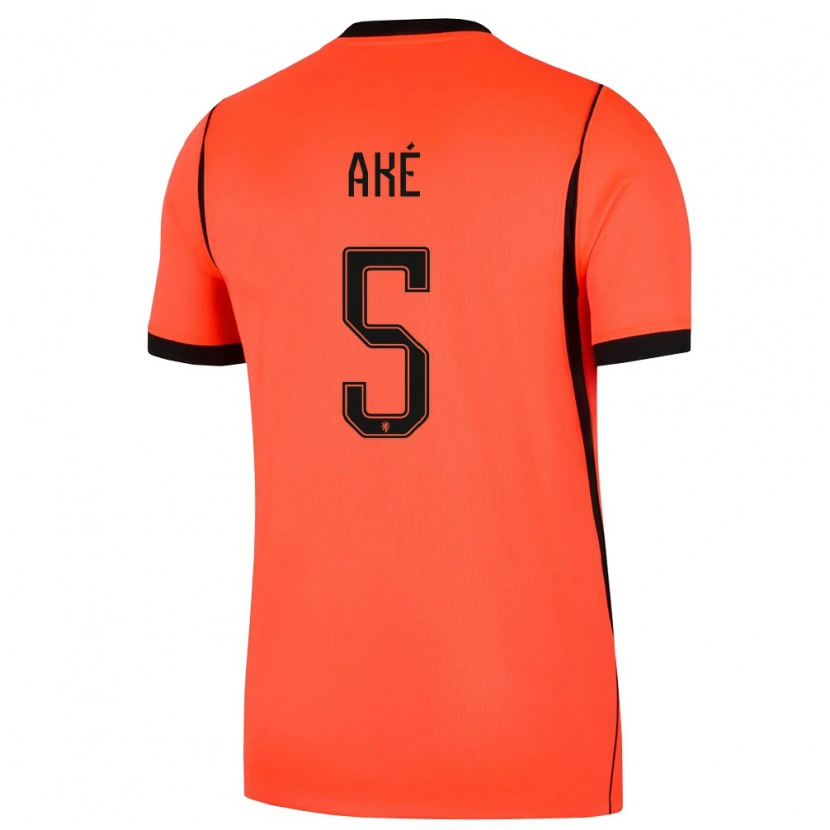 Danxen Hombre Camiseta Países Bajos Nathan Aké #5 Naranja Negro 1ª Equipación 26-28 La Camisa México
