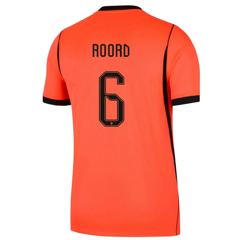 Danxen Hombre Camiseta Países Bajos Jill Roord #6 Naranja Negro 1ª Equipación 26-28 La Camisa México