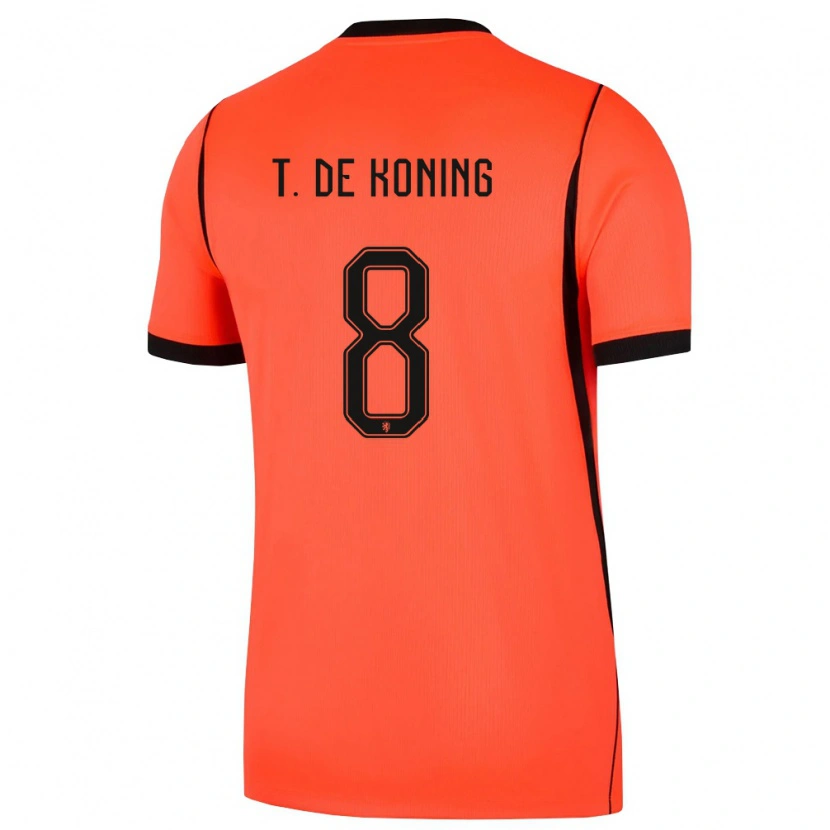 Danxen Hombre Camiseta Países Bajos Tim De Koning #8 Naranja Negro 1ª Equipación 26-28 La Camisa México