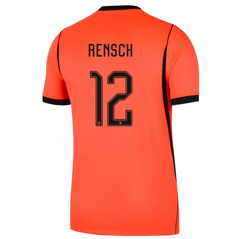 Danxen Hombre Camiseta Países Bajos Devyne Rensch #12 Naranja Negro 1ª Equipación 26-28 La Camisa México