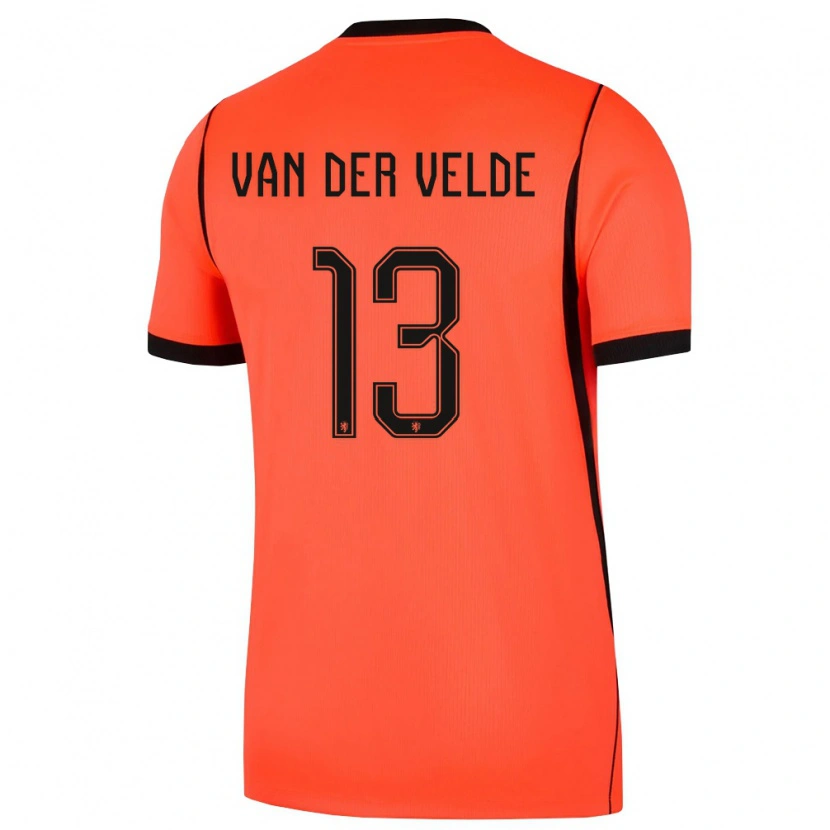 Danxen Hombre Camiseta Países Bajos Yordi Van Der Velde #13 Naranja Negro 1ª Equipación 26-28 La Camisa México