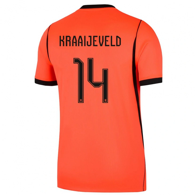 Danxen Hombre Camiseta Países Bajos Thijs Kraaijeveld #14 Naranja Negro 1ª Equipación 26-28 La Camisa México