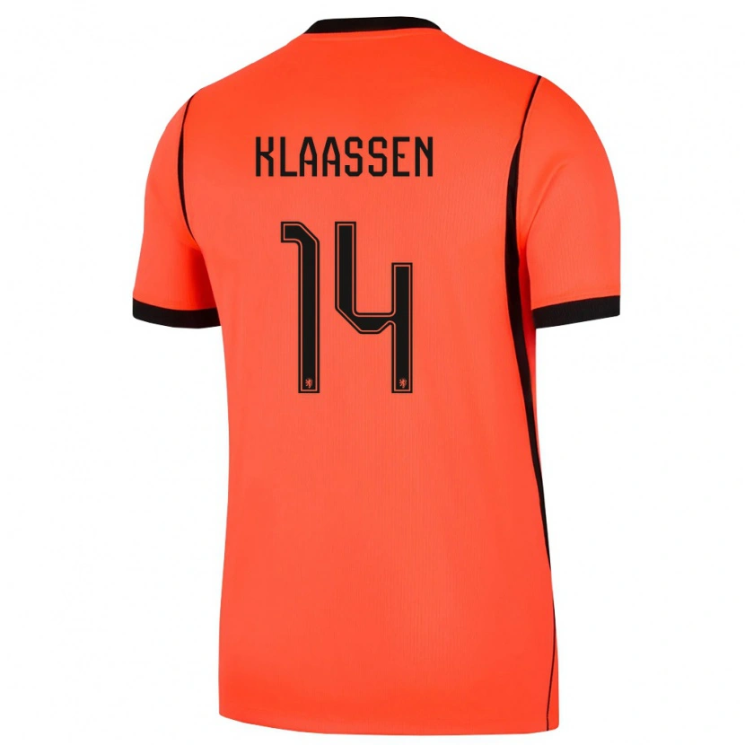 Danxen Hombre Camiseta Países Bajos Davy Klaassen #14 Naranja Negro 1ª Equipación 26-28 La Camisa México