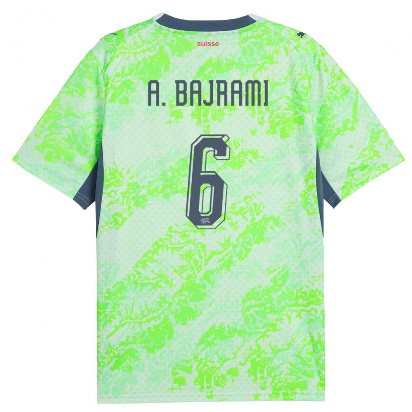 Danxen Hombre Camiseta Suiza Adrian Bajrami #6 Verde Marino 2ª Equipación 26-28 La Camisa México