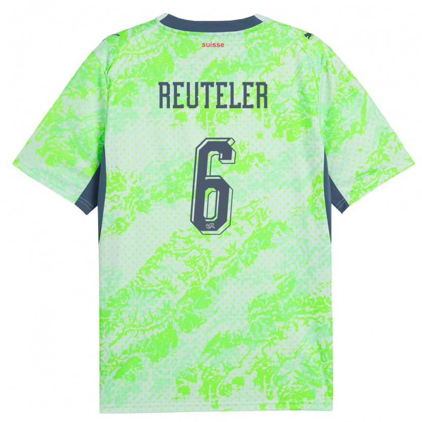 Danxen Hombre Camiseta Suiza Geraldine Reuteler #6 Verde Marino 2ª Equipación 26-28 La Camisa México