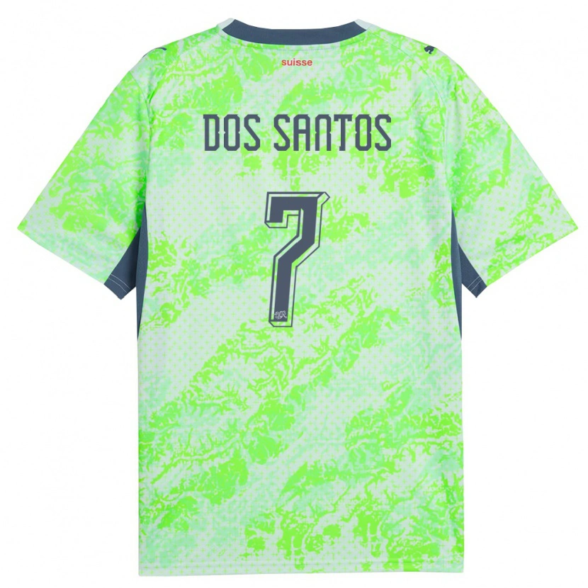 Danxen Hombre Camiseta Suiza Daniel Dos Santos #7 Verde Marino 2ª Equipación 26-28 La Camisa México