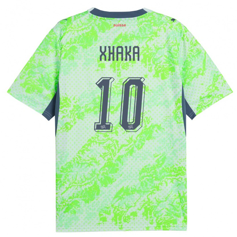 Danxen Hombre Camiseta Suiza Granit Xhaka #10 Verde Marino 2ª Equipación 26-28 La Camisa México