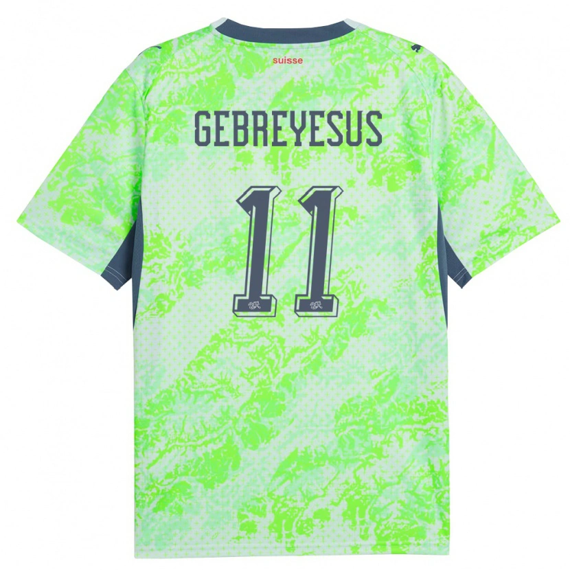 Danxen Hombre Camiseta Suiza Esey Gebreyesus #11 Verde Marino 2ª Equipación 26-28 La Camisa México