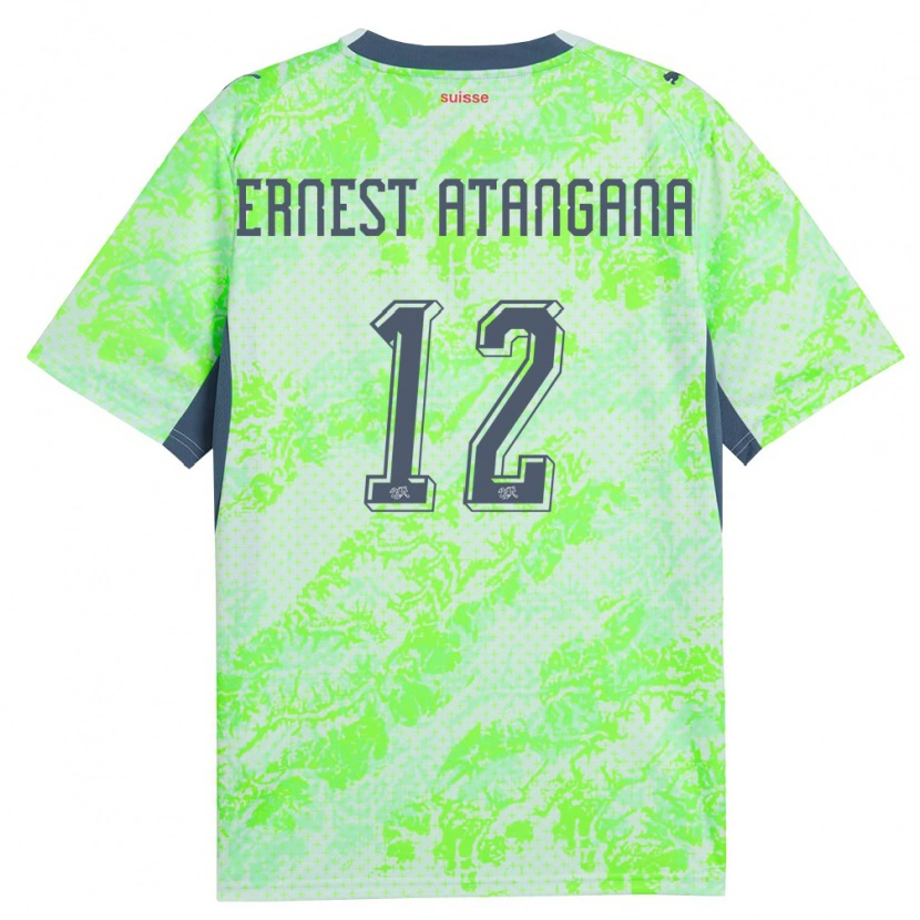 Danxen Hombre Camiseta Suiza Brian Ernest Atangana #12 Verde Marino 2ª Equipación 26-28 La Camisa México