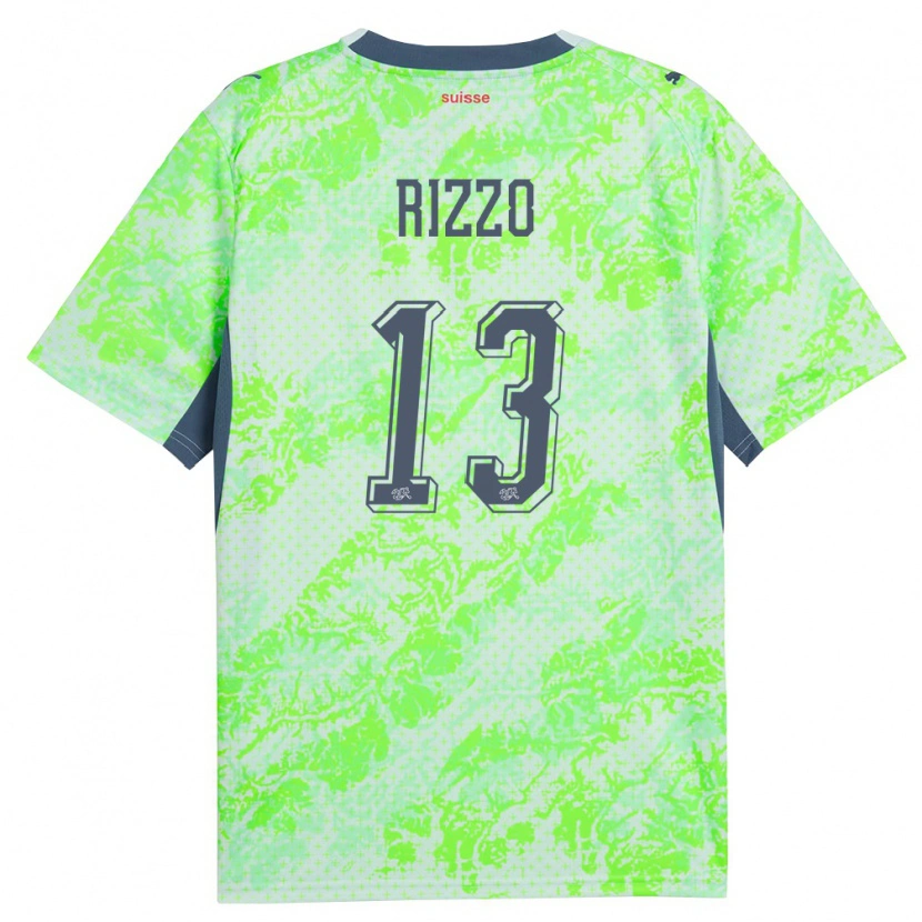 Danxen Hombre Camiseta Suiza Mattia Rizzo #13 Verde Marino 2ª Equipación 26-28 La Camisa México