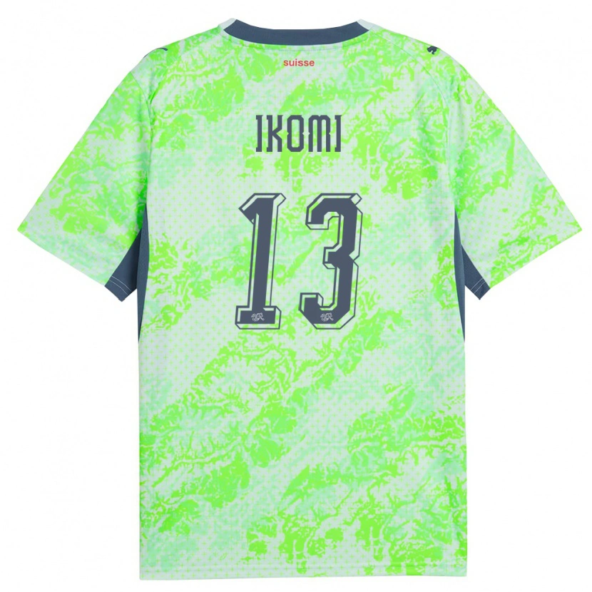 Danxen Hombre Camiseta Suiza Aaron Ikomi #13 Verde Marino 2ª Equipación 26-28 La Camisa México