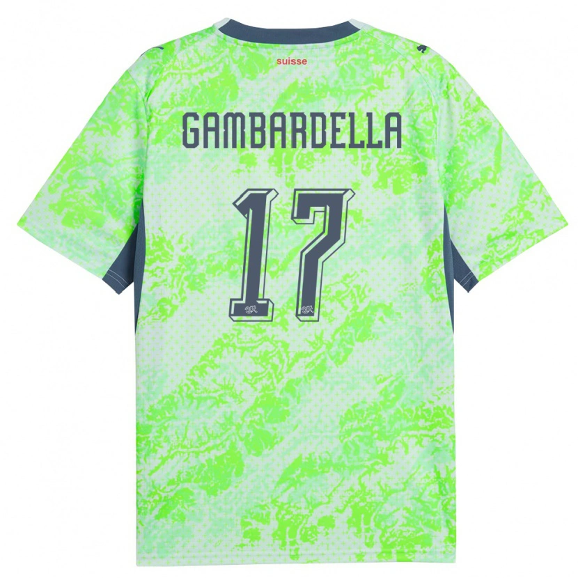 Danxen Hombre Camiseta Suiza Matteo Gambardella #17 Verde Marino 2ª Equipación 26-28 La Camisa México