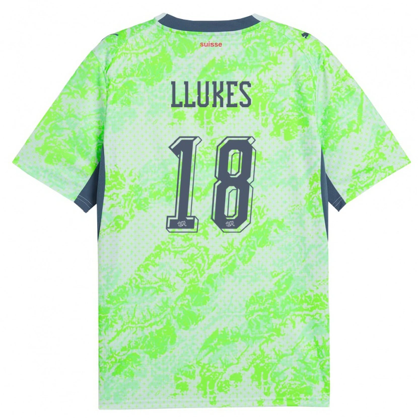 Danxen Hombre Camiseta Suiza Adrien Llukes #18 Verde Marino 2ª Equipación 26-28 La Camisa México