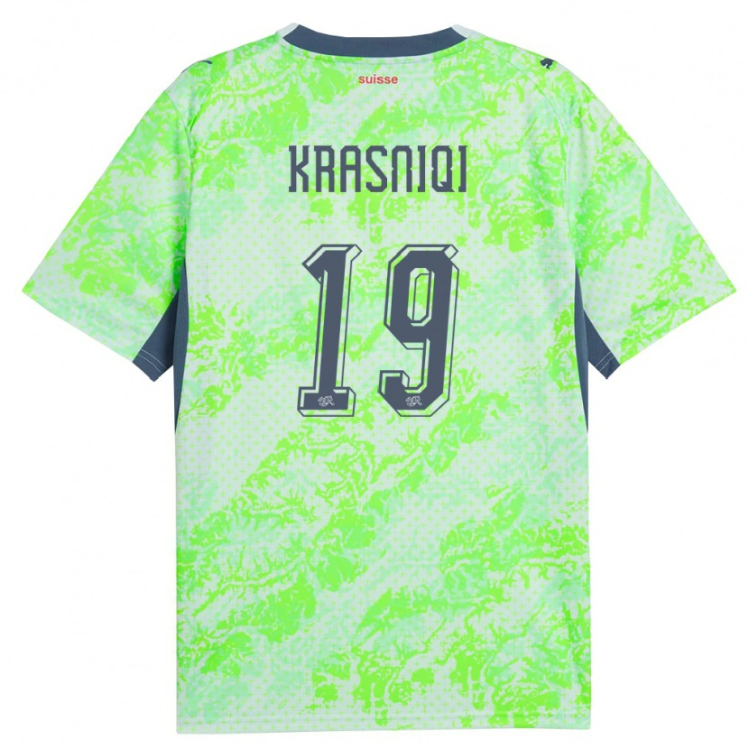 Danxen Hombre Camiseta Suiza Samuel Krasniqi #19 Verde Marino 2ª Equipación 26-28 La Camisa México