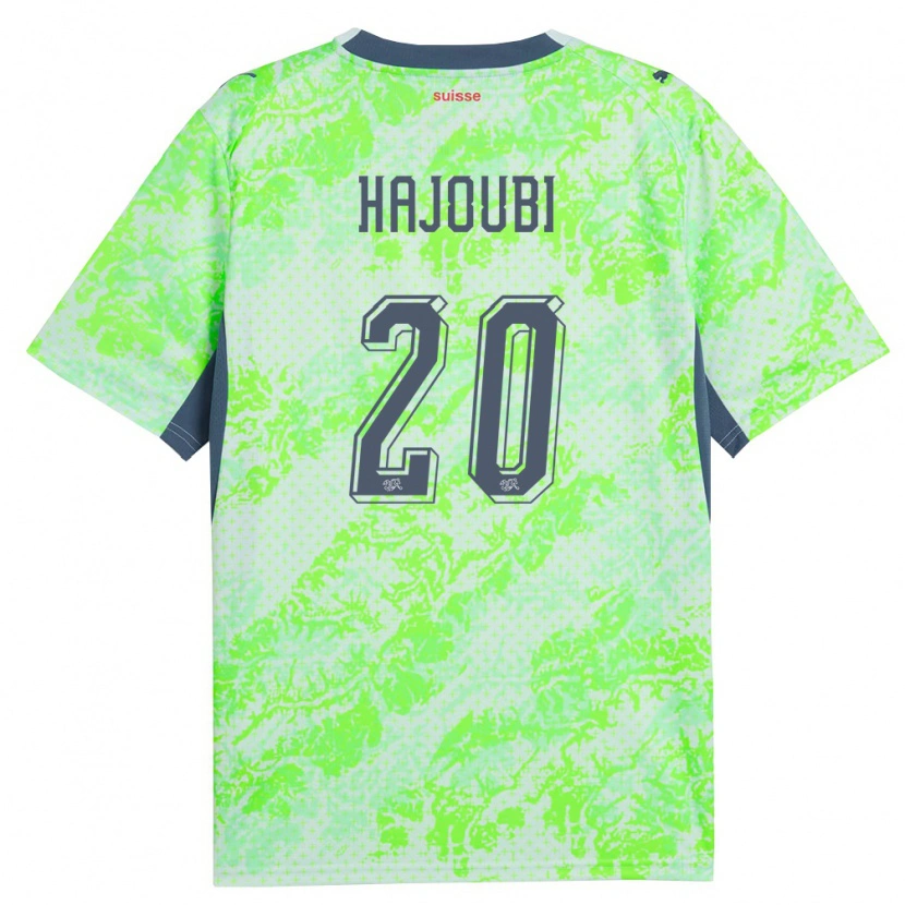 Danxen Hombre Camiseta Suiza Amin Hajoubi #20 Verde Marino 2ª Equipación 26-28 La Camisa México