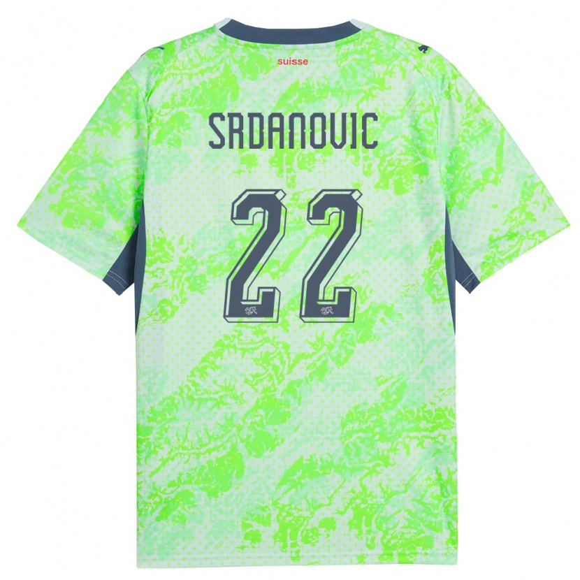 Danxen Hombre Camiseta Suiza Loun Srdanovic #22 Verde Marino 2ª Equipación 26-28 La Camisa México