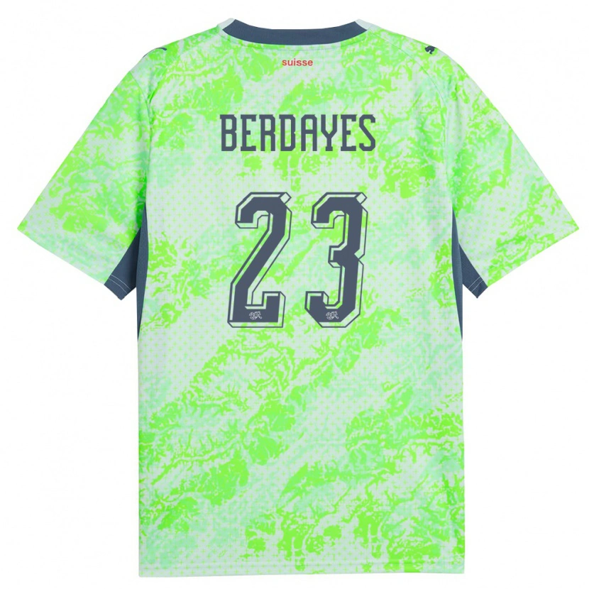 Danxen Hombre Camiseta Suiza Théo Berdayes #23 Verde Marino 2ª Equipación 26-28 La Camisa México