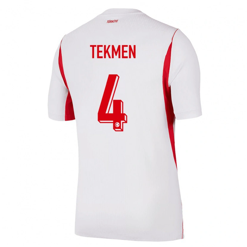 Danxen Hombre Camiseta Turquía Ece Tekmen #4 Blanco Rojo Borgoña 2ª Equipación 26-28 La Camisa México
