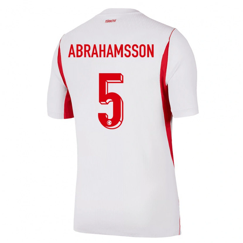 Danxen Hombre Camiseta Turquía Sejde Aylin Abrahamsson #5 Blanco Rojo Borgoña 2ª Equipación 26-28 La Camisa México