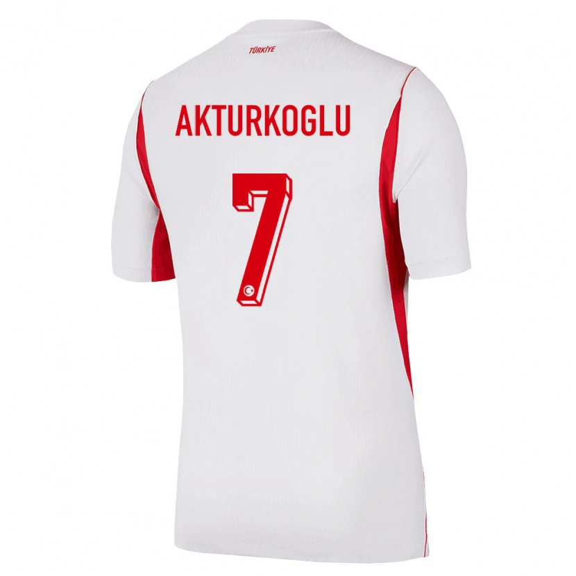 Danxen Hombre Camiseta Turquía Kerem Aktürkoğlu #7 Blanco Rojo Borgoña 2ª Equipación 26-28 La Camisa México