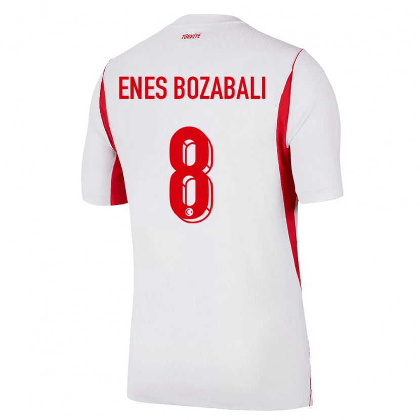 Danxen Hombre Camiseta Turquía Mustafa Enes Bozabalı #8 Blanco Rojo Borgoña 2ª Equipación 26-28 La Camisa México