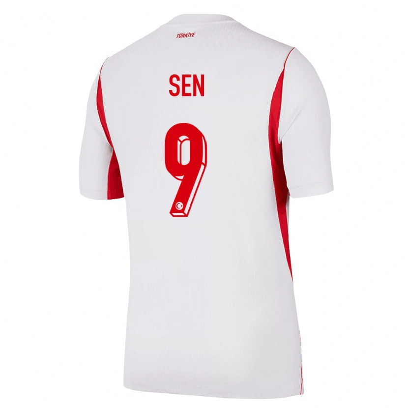 Danxen Hombre Camiseta Turquía Metin Şen #9 Blanco Rojo Borgoña 2ª Equipación 26-28 La Camisa México