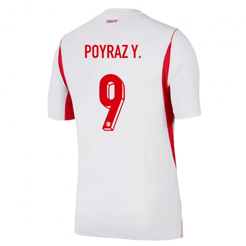 Danxen Hombre Camiseta Turquía Poyraz Yıldırım #9 Blanco Rojo Borgoña 2ª Equipación 26-28 La Camisa México