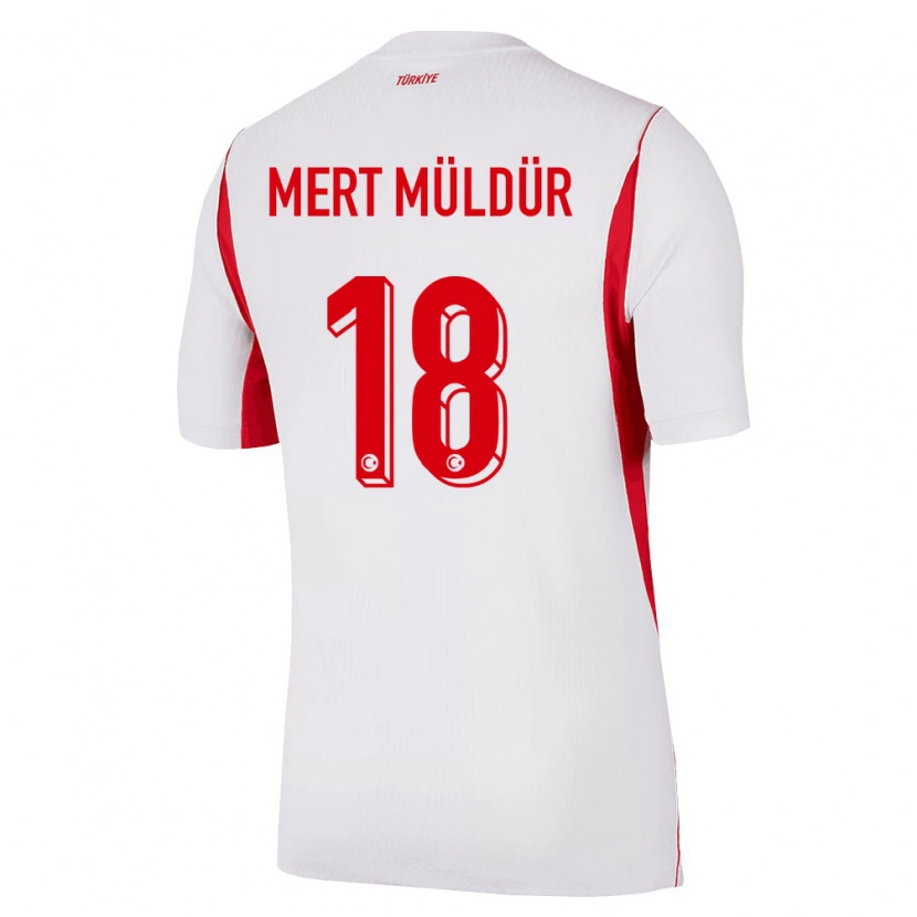 Danxen Hombre Camiseta Turquía Mert Müldür #18 Blanco Rojo Borgoña 2ª Equipación 26-28 La Camisa México