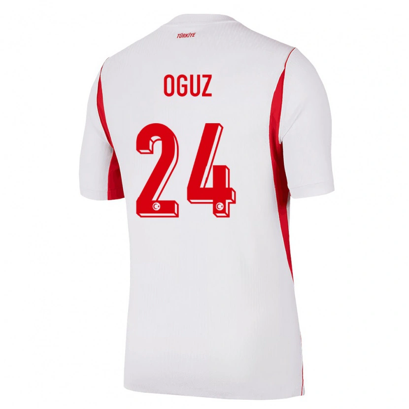 Danxen Hombre Camiseta Turquía Oğuz Aydın #24 Blanco Rojo Borgoña 2ª Equipación 26-28 La Camisa México